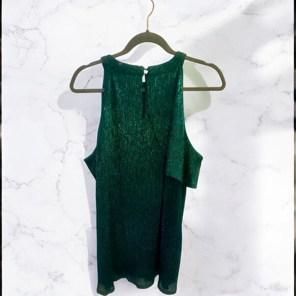 NWT Nine West Shimmering Emerald Green Sleeveless Women's Top Sz L - Picture 2 of 6